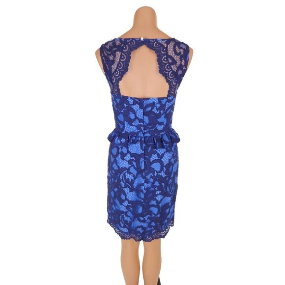 Lilly Pulitzer Kiri Dress Size 0 XS Blue Lace Peplum Lined Open Back - Picture 9 of 12